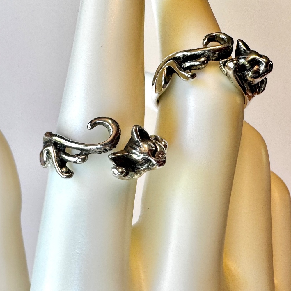 Matching Silver Cat Rings! US size 7